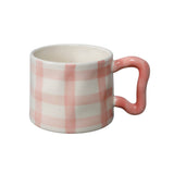 18 oz Artisan Checker Ceramic Mug: Pink
