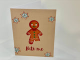 Bite Me Gingerbread Holiday Christmas Greeting Card