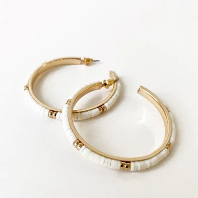 Mixed White And Gold Hoops -2537 MixWG