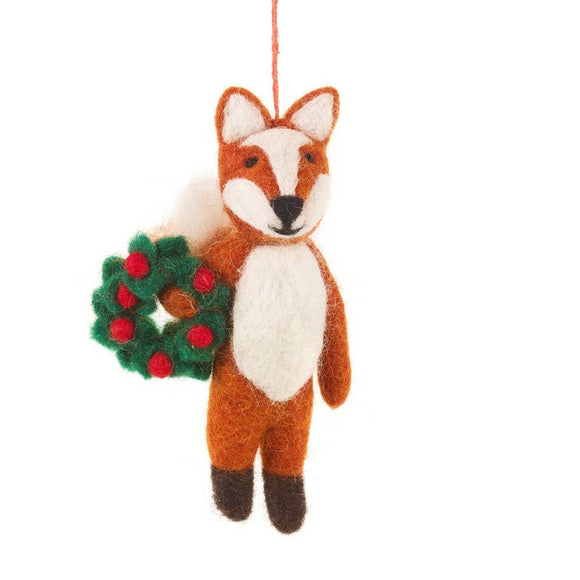 Handmade Felt Biodegradable Christmas Finley Festive Fox Ornament