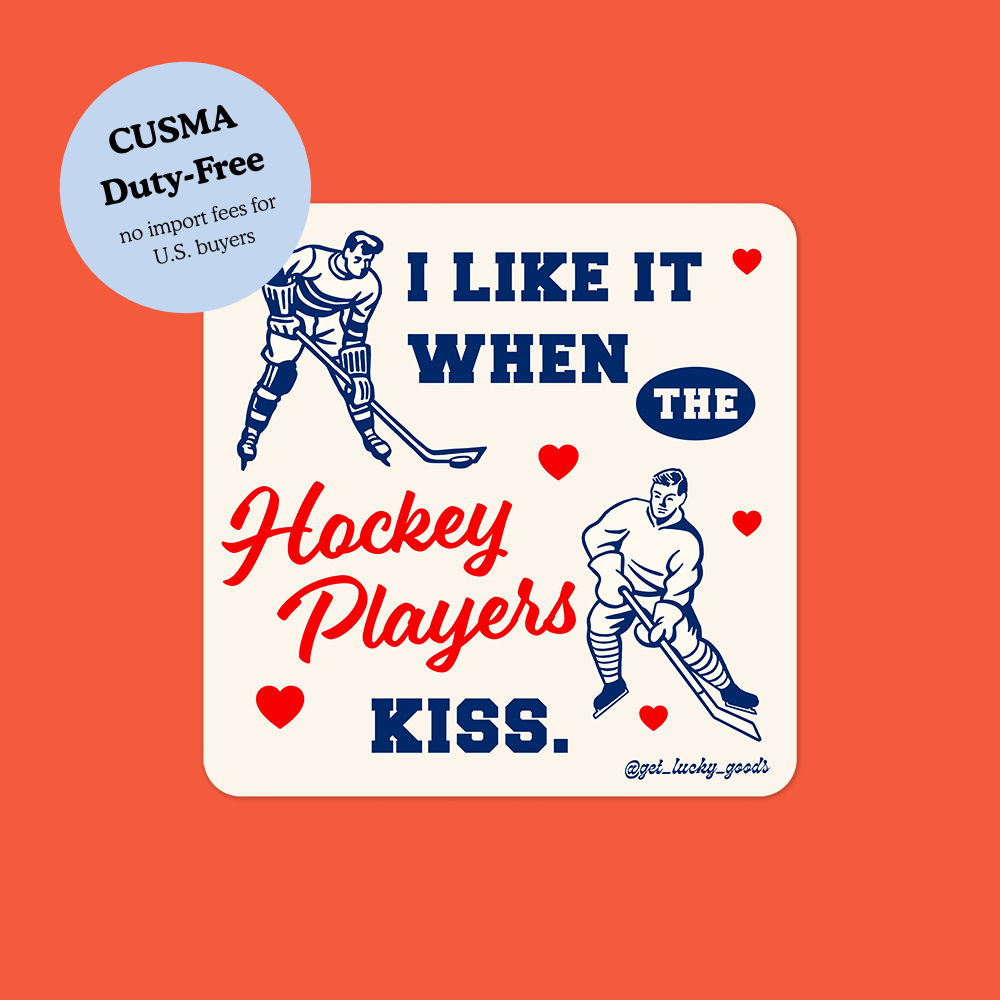 Hockey Players Kiss Sticker - Hockey Romance Sticker
