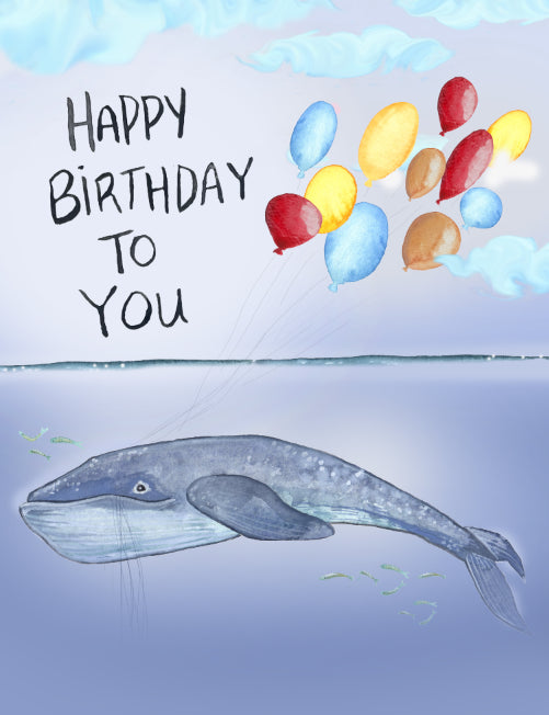 Happy Birthday Whale magical birthday card - Sarah Duggan Card