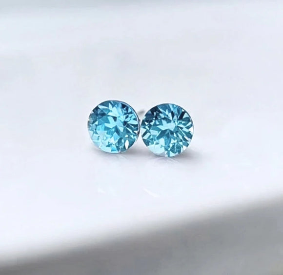Light Blue “Aquamarine” Studs 8mm