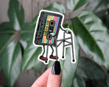 Funny Cassette Tape Sticker, Retro Music Aging Humor