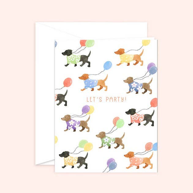 Let's Party Dog Birthday Card: White