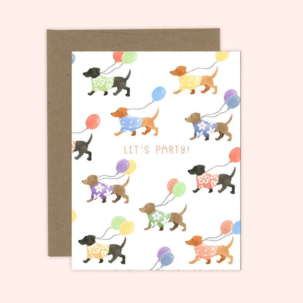 Let's Party Dog Birthday Card: White