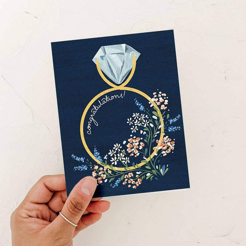 Floral Congratulations Ring Engagement Card