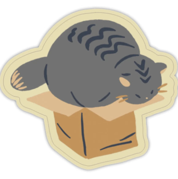 Fat Cat In Box Sticker