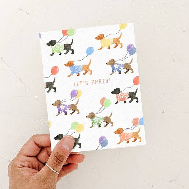 Let's Party Dog Birthday Card: White