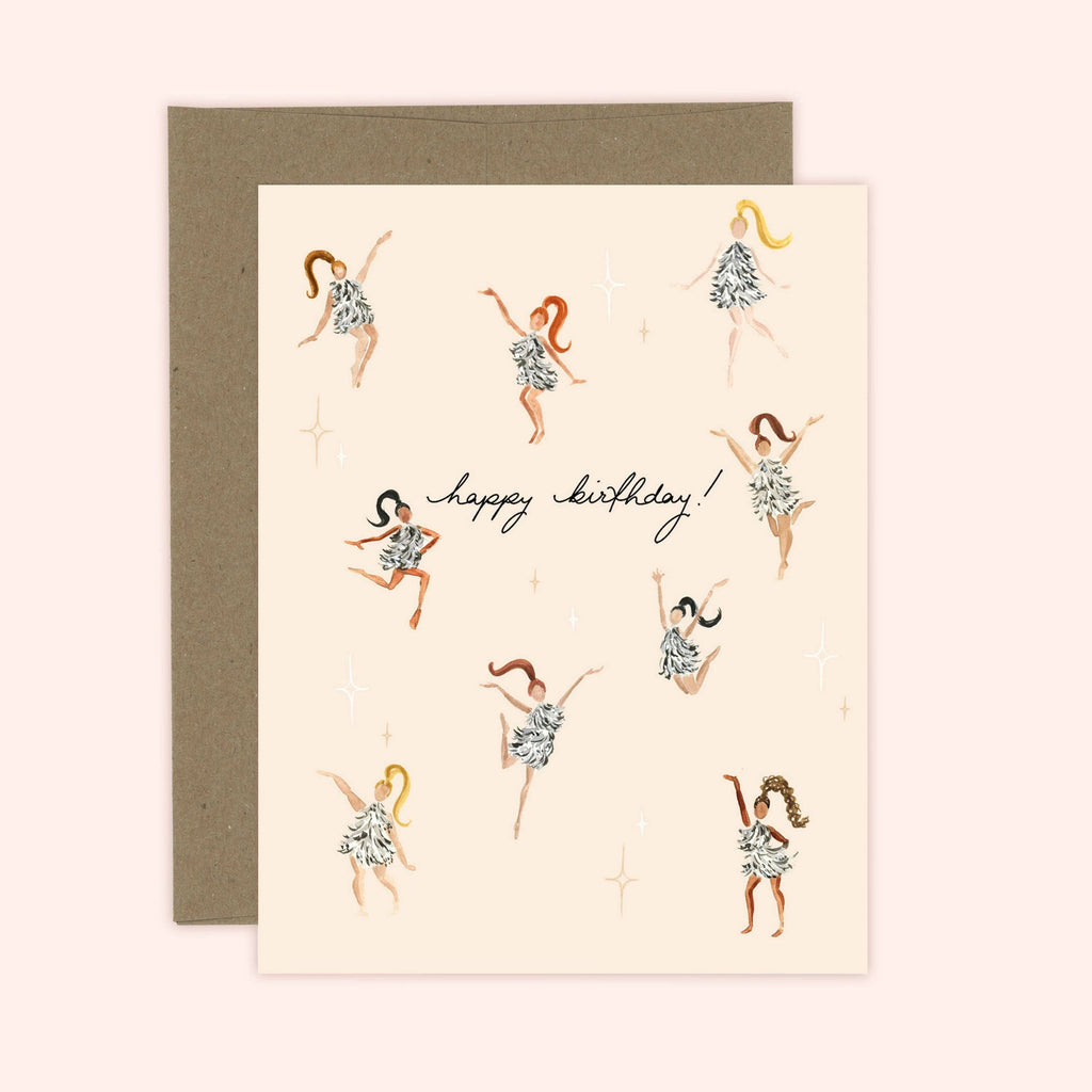 Birthday Disco Girls Card: White