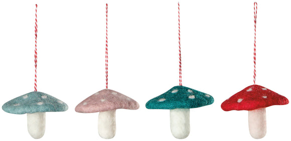 Felt Mushroom Gems Ornament - Individual