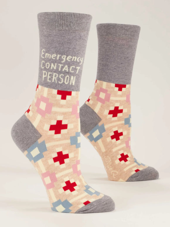 Emergency contact women’s crew socks