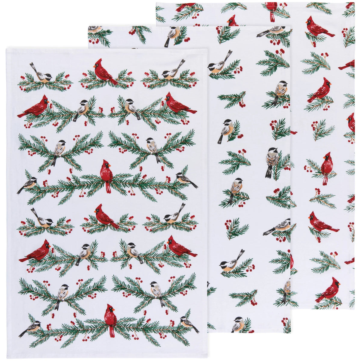 Birds & Boughs Christmas Bakers Floursack Dishtowels Set of 3