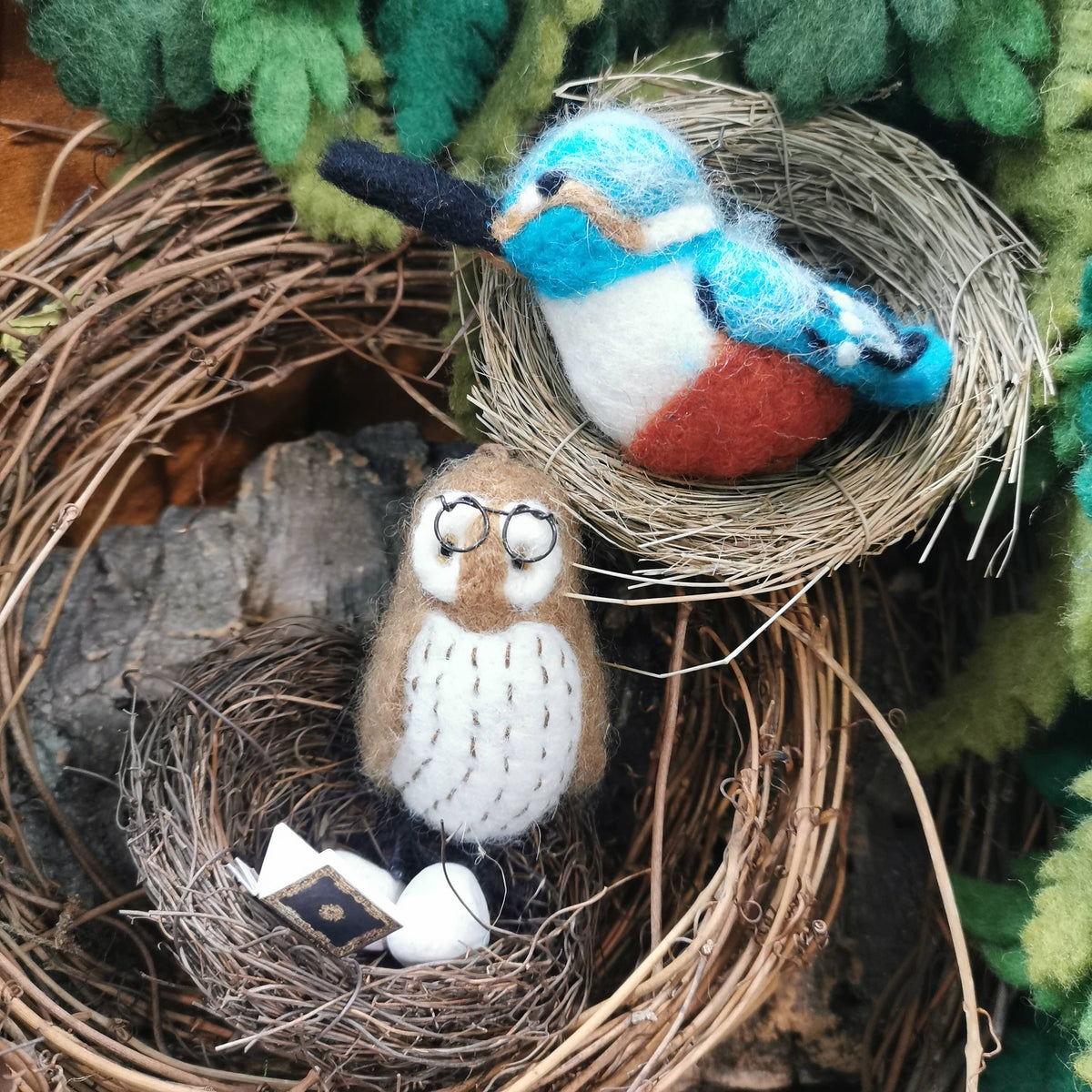 Handmade Felt Wilson the Wise Owl Hanging Bird Decoration