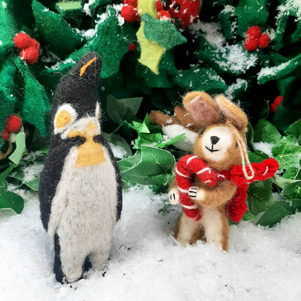 Handmade Felt Hanging Cinnamon the Rabbit Xmas Decoration