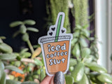 Iced coffee slut vinyl sticker, funny cafe merch: Loose