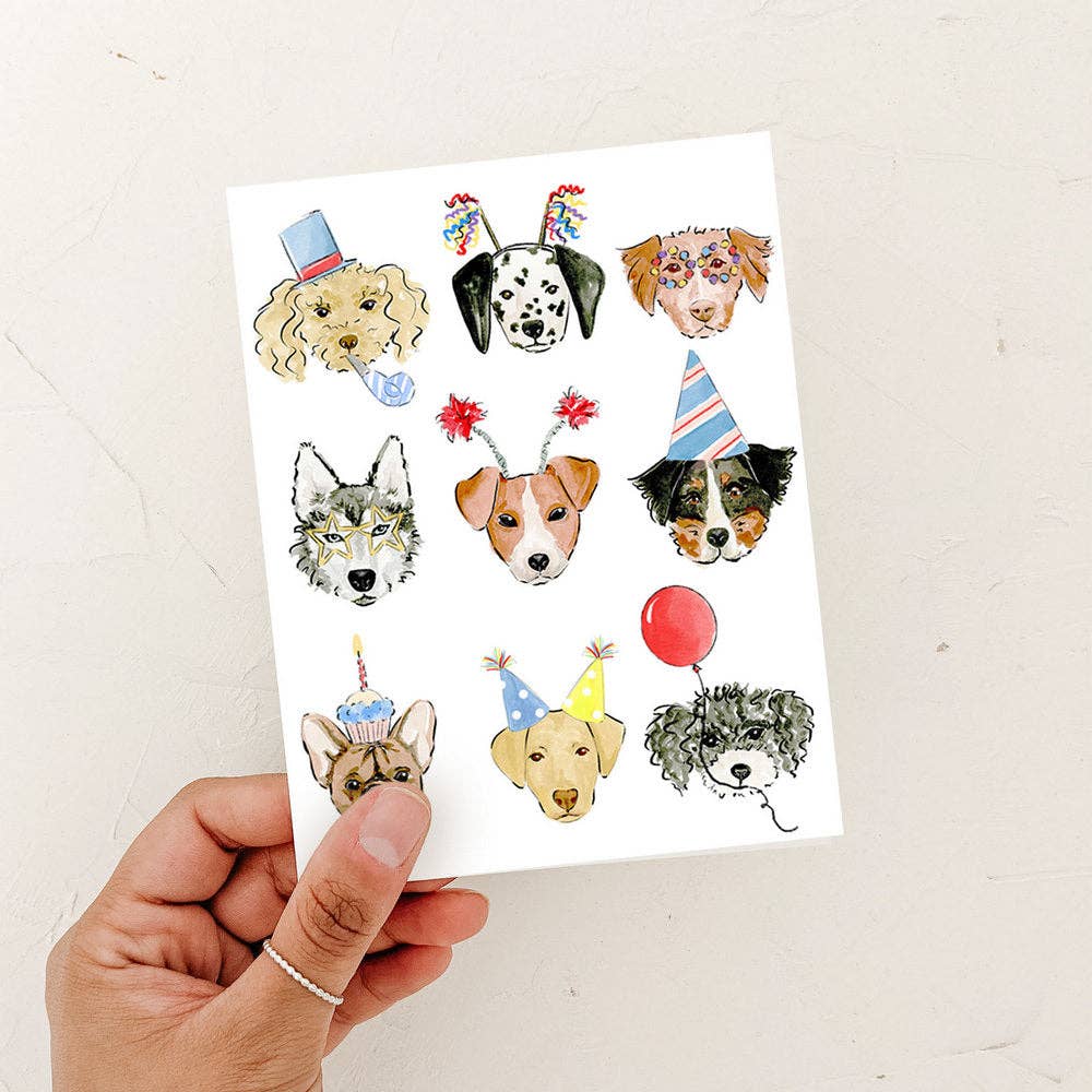Birthday Dogs Greeting Card: White