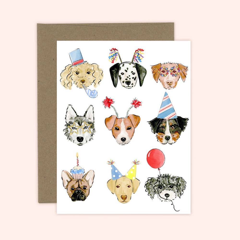 Birthday Dogs Greeting Card: White