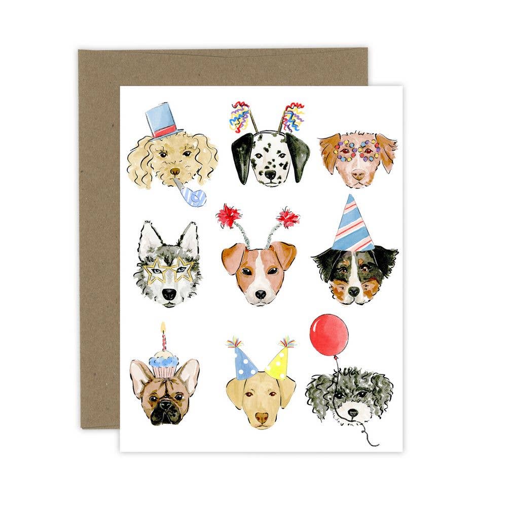 Birthday Dogs Greeting Card: White