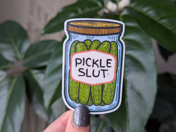 Pickle slut vinyl sticker, foodie merch for pickle lovers: Loose