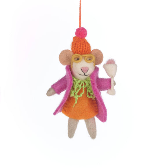 Handmade Felt Margie the Merry Mouse Christmas Decoration