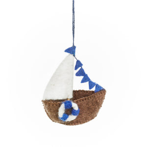 Handmade Felt Seaside Sailboat Hanging Decoration Ornament
