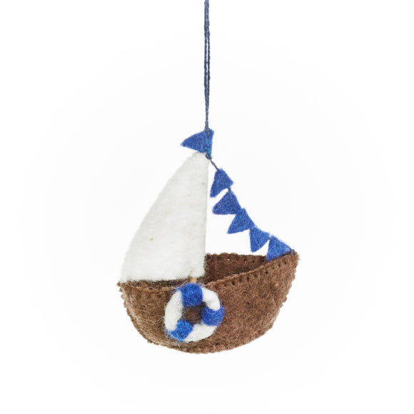Handmade Felt Seaside Sailboat Hanging Decoration Ornament