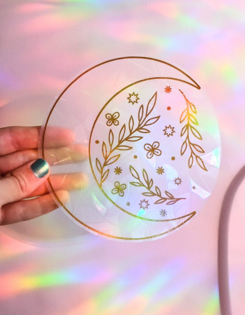 Floral Moon Suncatcher Sticker | Window Cling | Celestial