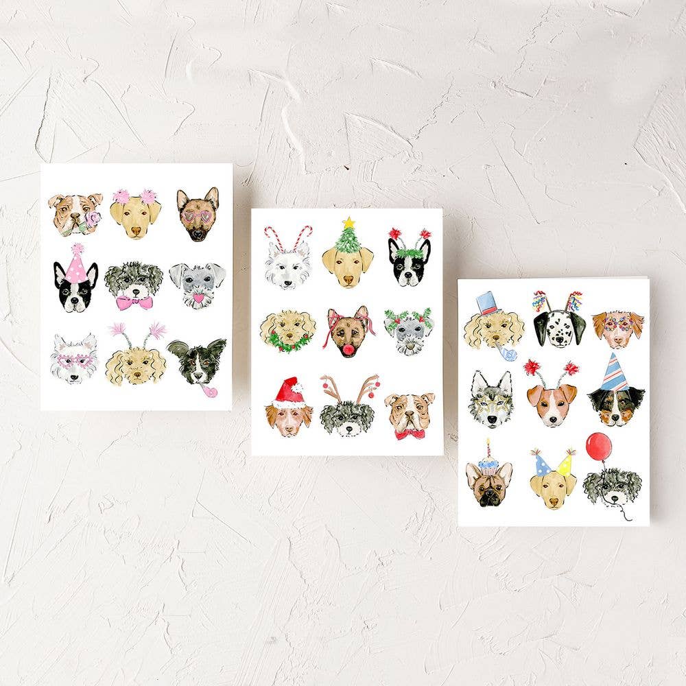 Birthday Dogs Greeting Card: White