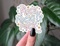 Funny swear word vinyl sticker, cute floral aesthetic: Loose