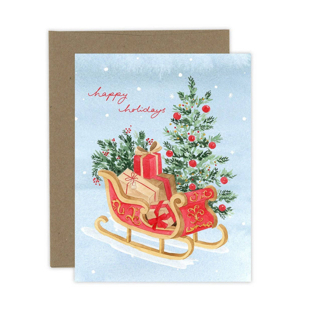 Happy Holidays Santa's Sleigh Christmas Card