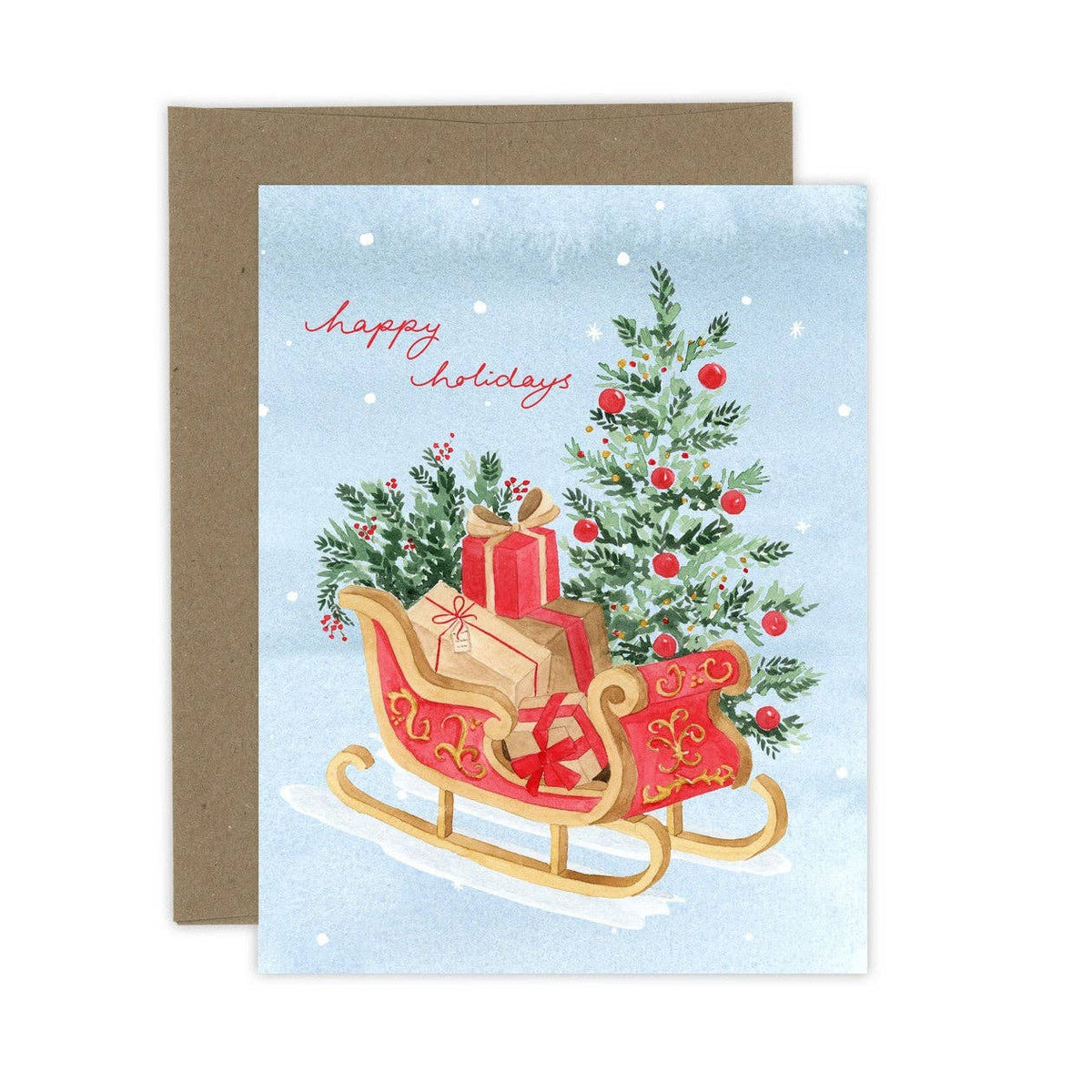 Happy Holidays Santa's Sleigh Christmas Card