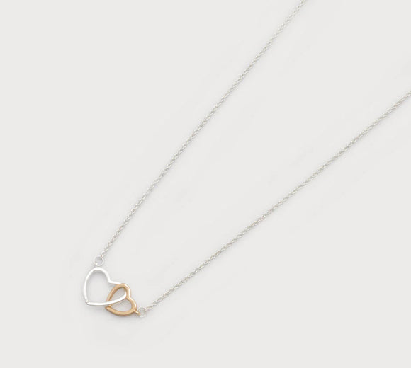 1766 mixed metal hearts on chain necklace