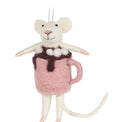 Mouse in hot chocolate ornament
