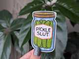 Pickle slut vinyl sticker, foodie merch for pickle lovers: Loose