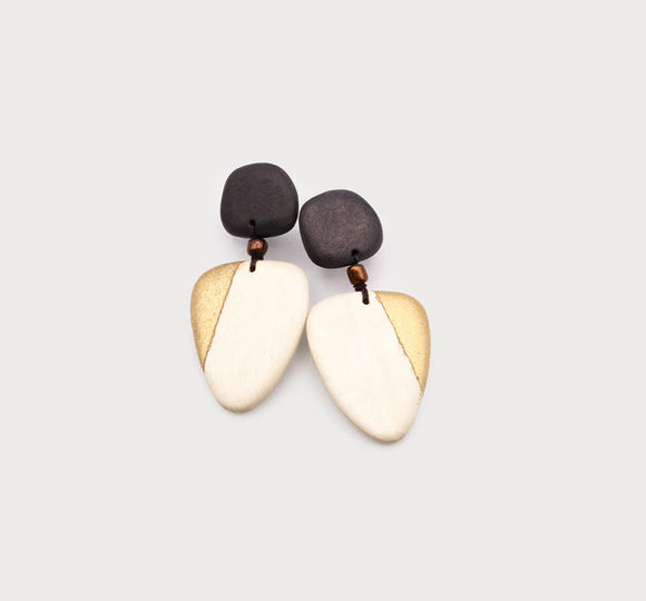Wood Earrings On Posts 2756-TAN