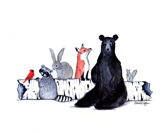 Critters And A Birch Log - Sarah Duggan