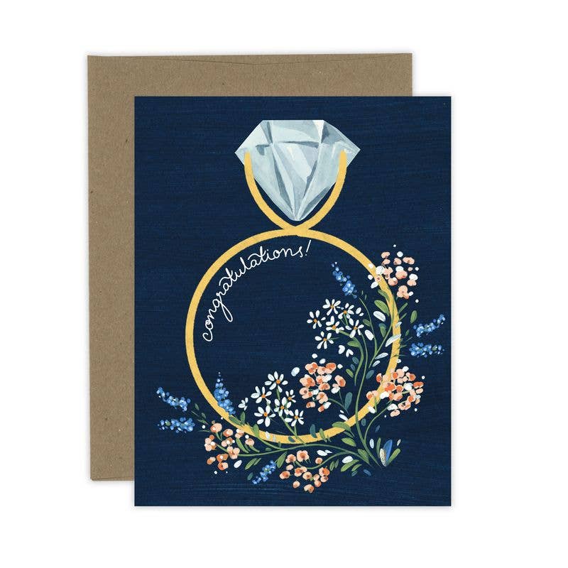 Floral Congratulations Ring Engagement Card