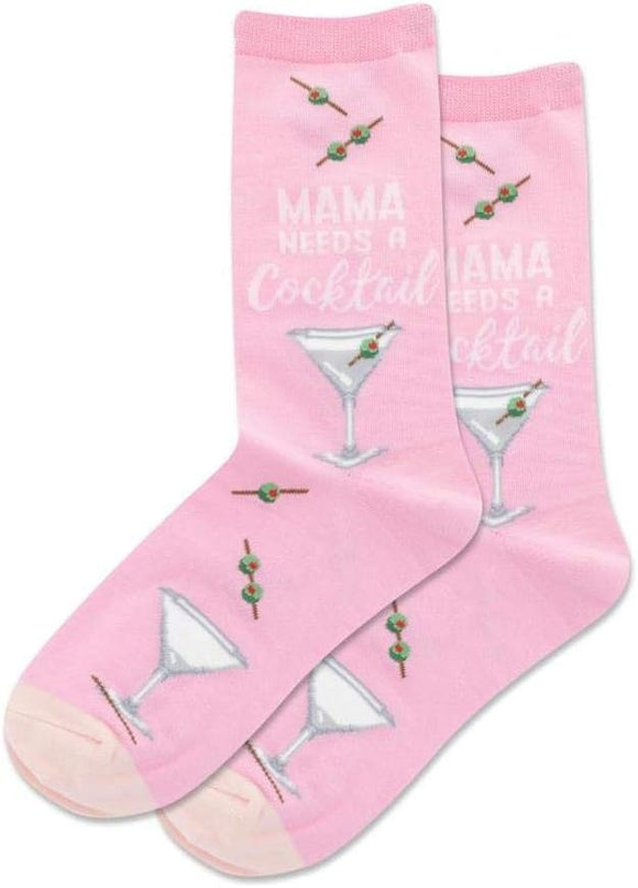 Mama Needs A Cocktail Pink Woman’s Socks-HOTSOX