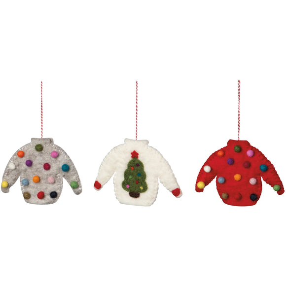 Ugly Xmas Sweater Felt Christmas Tree Ornaments - individual