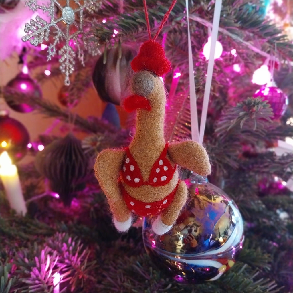 Handmade Felt Sizzlin' Turkey Christmas Decoration