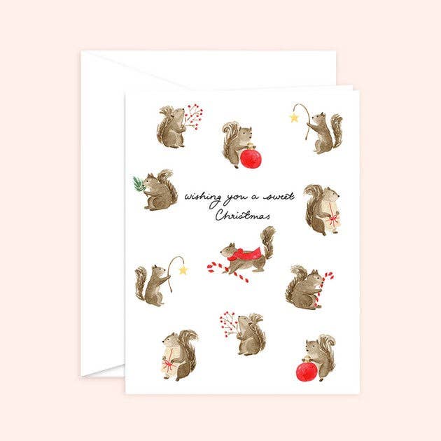 Wishing you a Sweet Christmas Squirrels Card