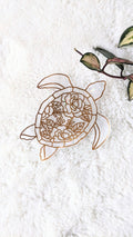 Sea Turtle Suncatcher | Prismatic Window Cling | Copper Decor | Hibiscus Floral Pattern