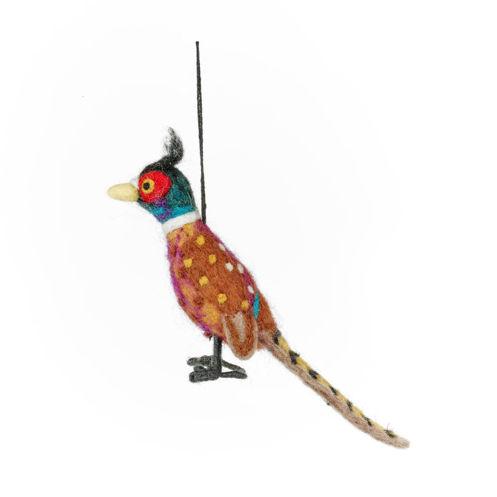Handmade Felt Philippa the Pheasant Woodland Hanging Dec