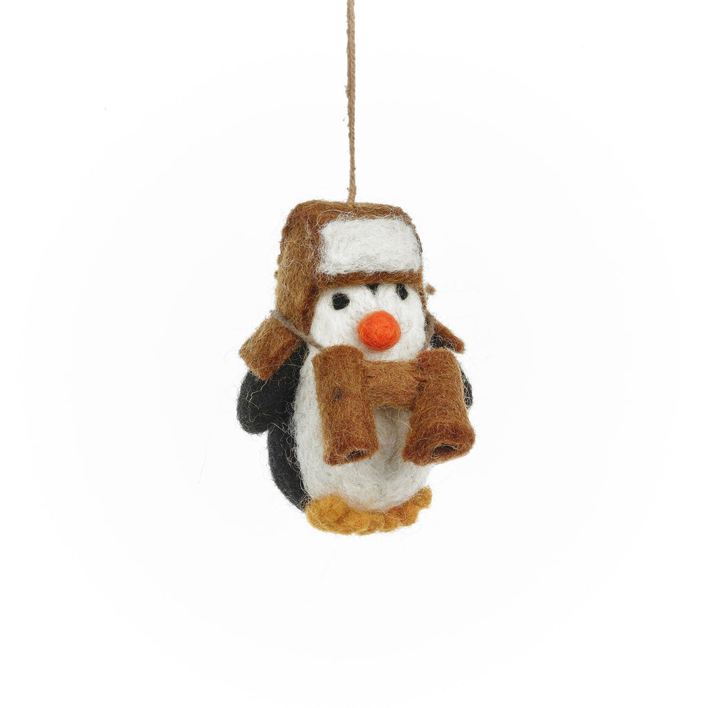 Handmade Felt Arctic Explorer Penguin Hanging Dec