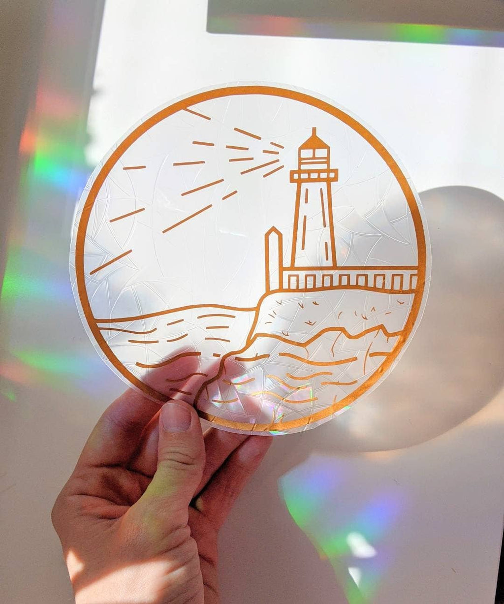Lighthouse Suncatcher Sticker | Rainbow Making Decal | Gift for nature lovers | East Coast Scenery | Maritime Decor | Ocean lovers gift