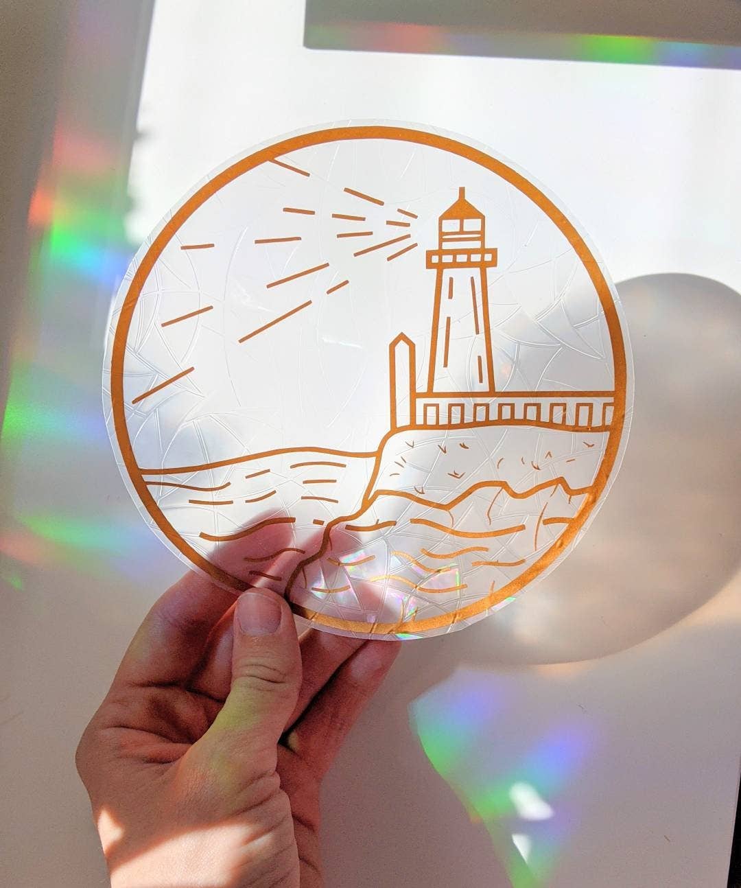 Lighthouse Suncatcher Sticker | Rainbow Making Decal | Gift for nature lovers | East Coast Scenery | Maritime Decor | Ocean lovers gift