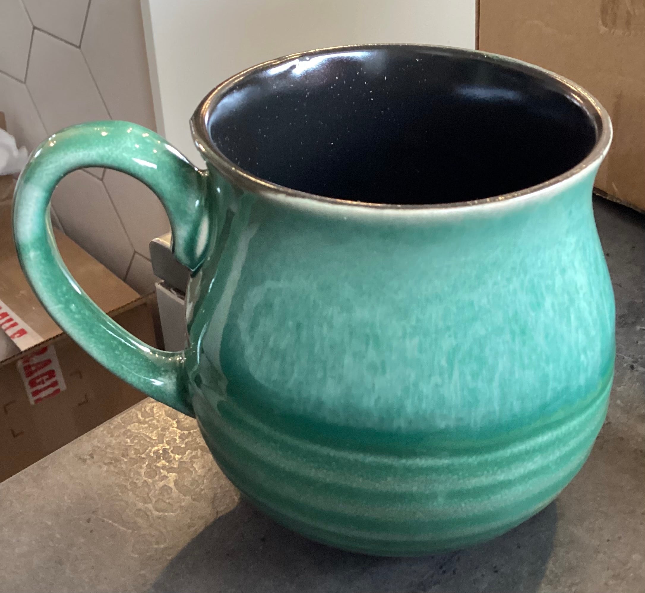 Green Flared Ceramic Mug