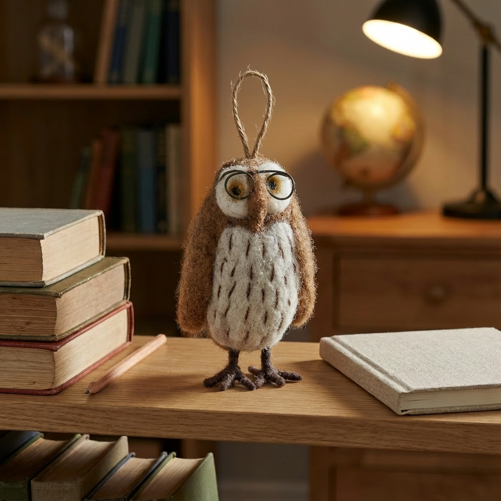 Handmade Felt Wilson the Wise Owl Hanging Bird Decoration
