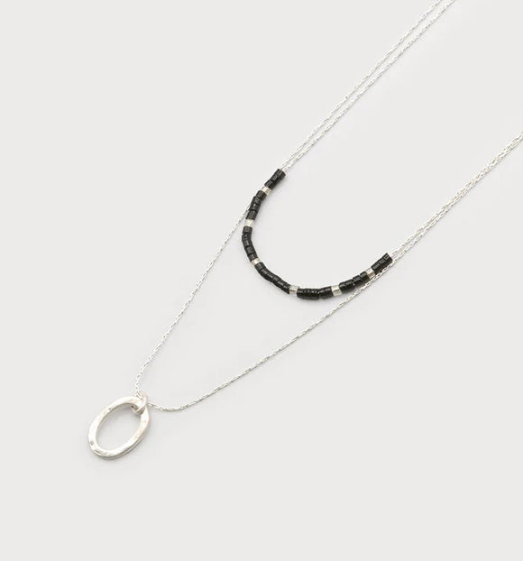 Two Layers Necklace 1685-BLK-S